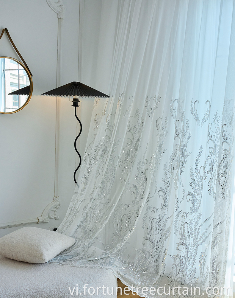 Sequin Embroidered Mesh Curtains